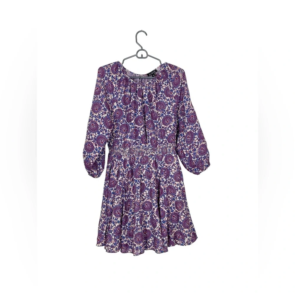 Palermo Smocked Waist Mini Dress in Floral Bouquet Linen Size Small - Picture 9 of 10